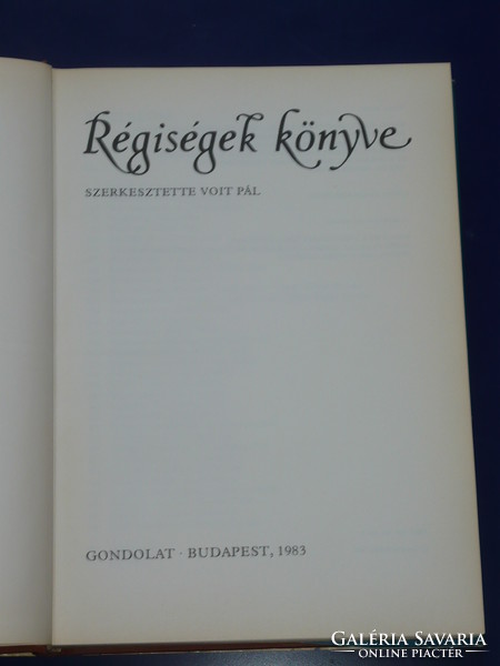 Voit Pál:Régiségek könyve,1983.