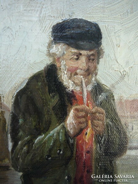 Pipázó öreg portréja Rudolf Klingsberg