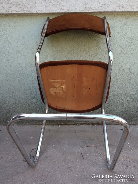 4 db Bauhaus design-Krómozott csővázas székek, modern - loft design