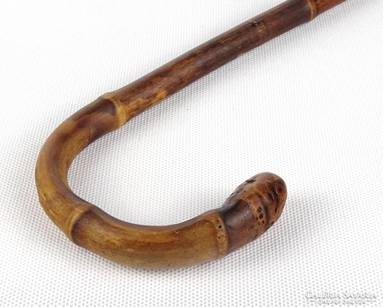 1Q795 old bent thin elegant bamboo walking stick curved stick 90 cm