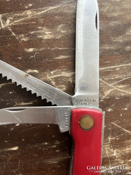 Gerlach Polish large multi-functional hunting / hiking pocket knife in original leather case
