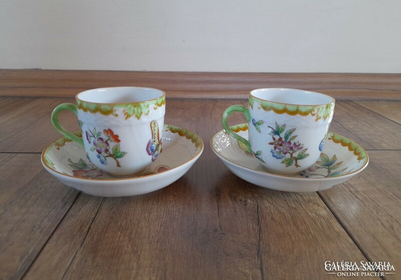 6 coffee cups with antique Herend Victoria pattern