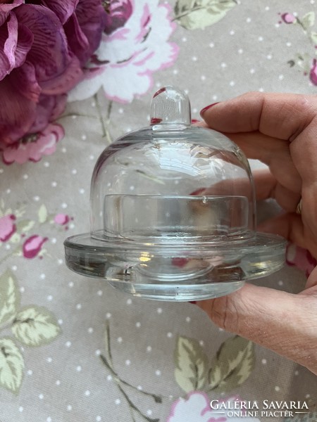 Small glass container with lid