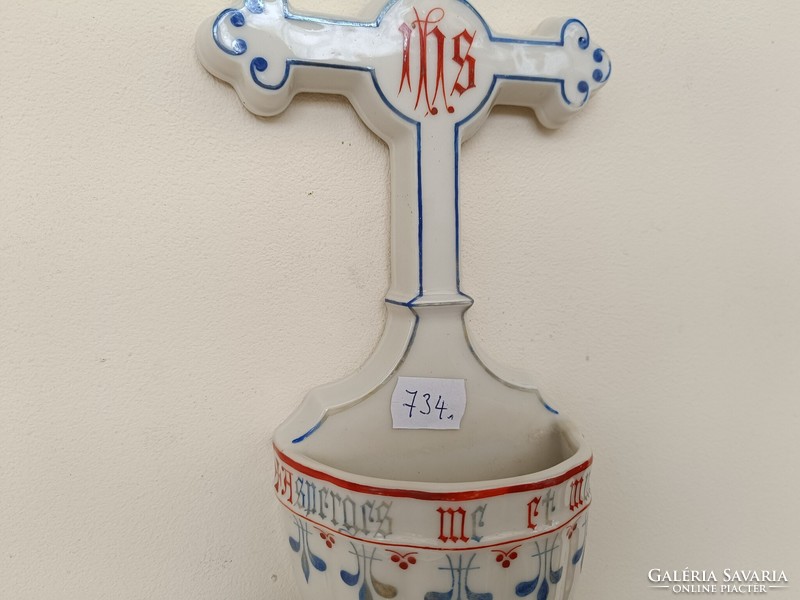 Antik szenteltvíz tartó 19. század porcelán keresztény szenteltvíztartó 734 8528