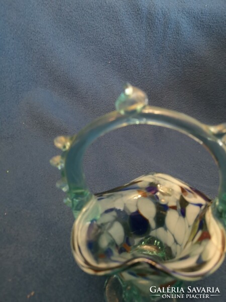 Blown glass Bohemian artistic glass basket 18 cm