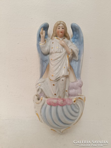 Antik szenteltvíz tartó 20. sz. biszkvit porcelán keresztény őrangyal angyal szenteltvíztartó 735