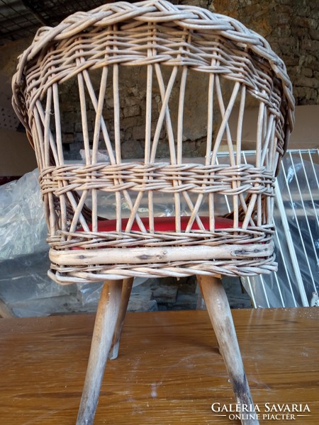 Wicker children's chair / armchair, with artificial leather upholstery