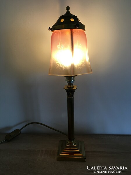 Antique effect copper table lamps