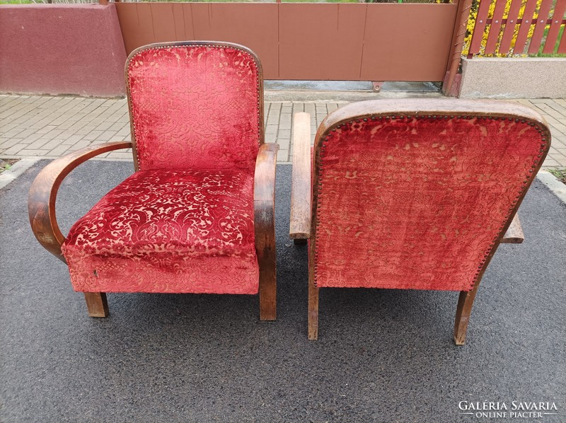 Art deco armchair, pair of rumba grandma armchairs