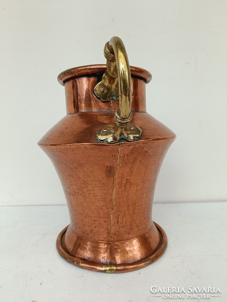 Antique kitchen tool large red copper jug brass casting with handle and beak 620 8574