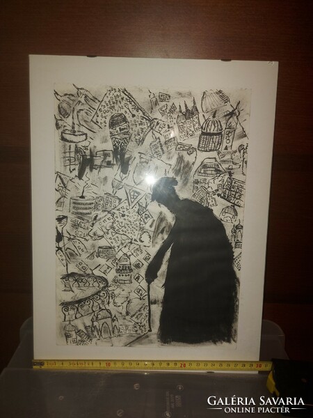 Hungarian ink drawing, 30x40 cm, famous criminal, already in a nice frame!