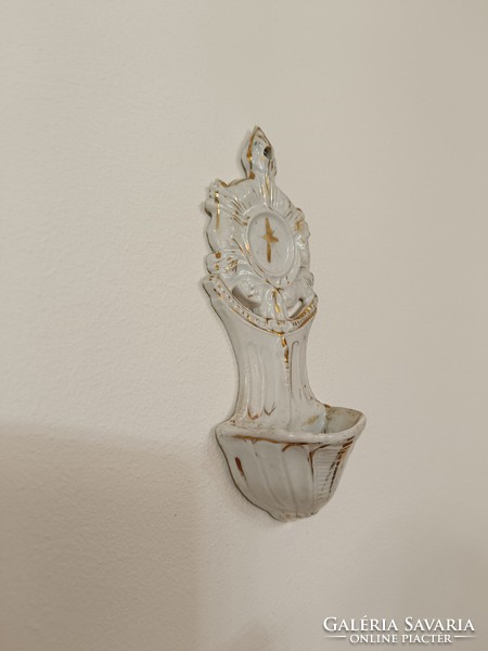 Antique holy water holder 19th century porcelain Christian Catholic wall holy water holder 730 8472