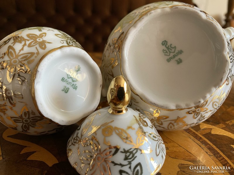 Beautiful retro Bavarian porcelain sugar bowl and milk jug