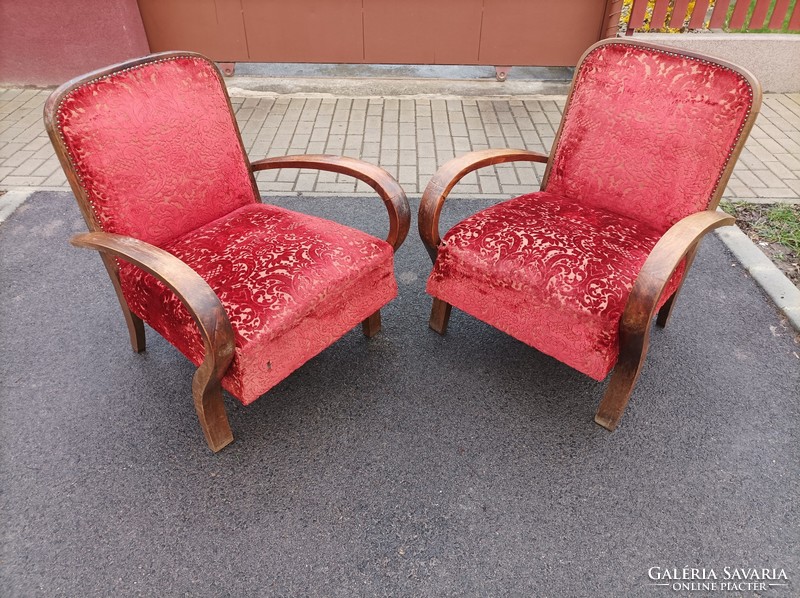 Art deco armchair, pair of rumba grandma armchairs