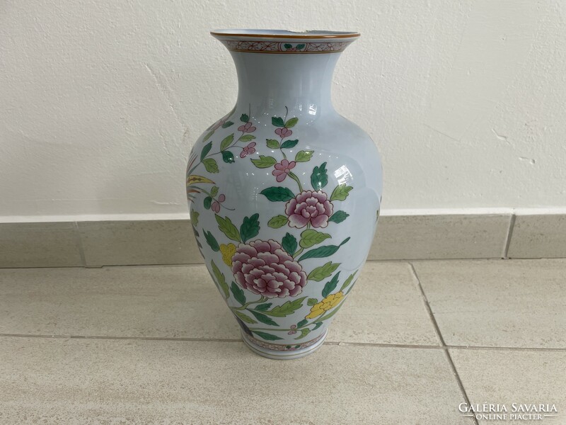 Herendi Paon de Peking váza kaspó porcelán madaras virágos