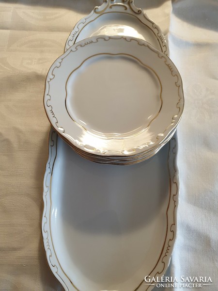 Zsolnay tollazott porcelán süteményes készlet