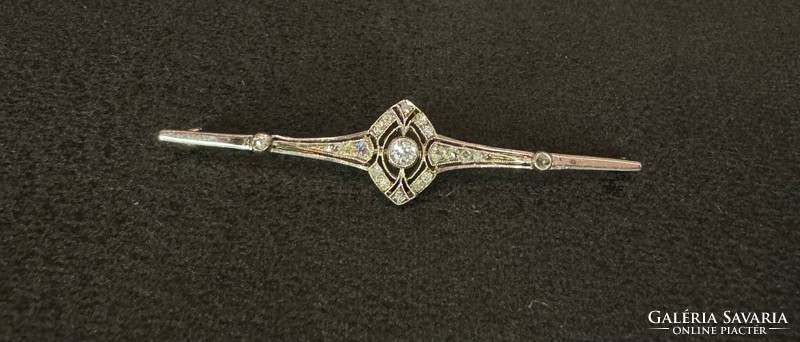 Antique art deco gold diamond brooch