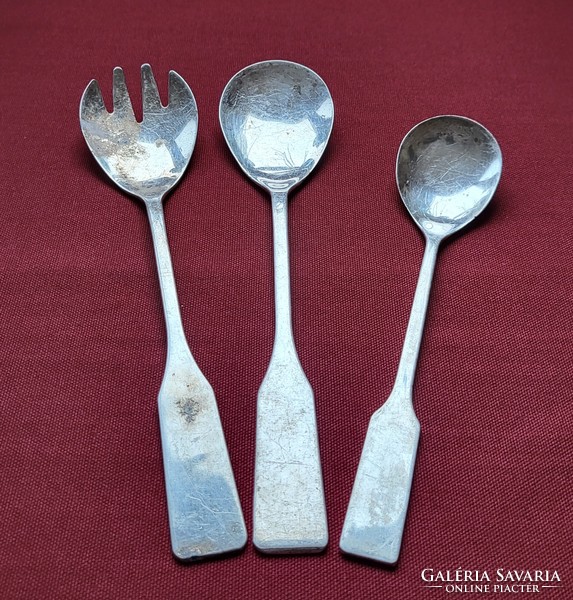 Mk antique zinc spoon set zn.4 Salad fork picking spoon silver color