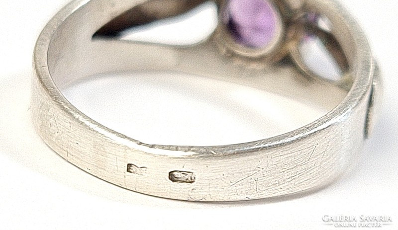 Gyönyörű, régi ezüst gyűrű ametiszt kővel