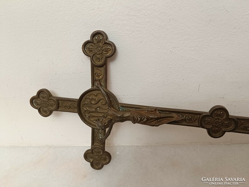 Antique crucifix patinated bronze cross 19th century Jesus 843 8485