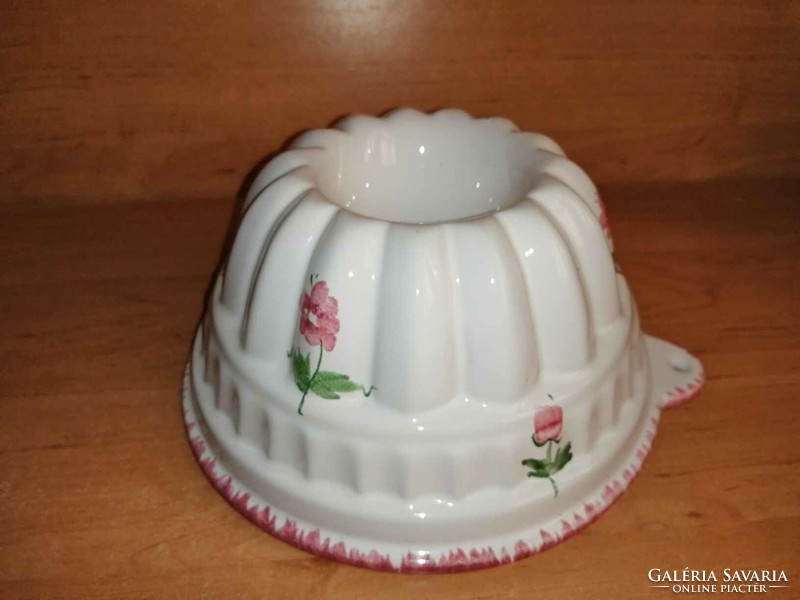 Glazed ceramic cake with flower pattern, kuglóf cake baking form, wall decoration dia. 19 Cm (29/d)