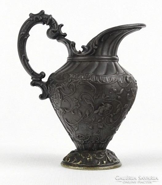 1Q815 antique small metal baroque jug with rose decoration 10.5 Cm