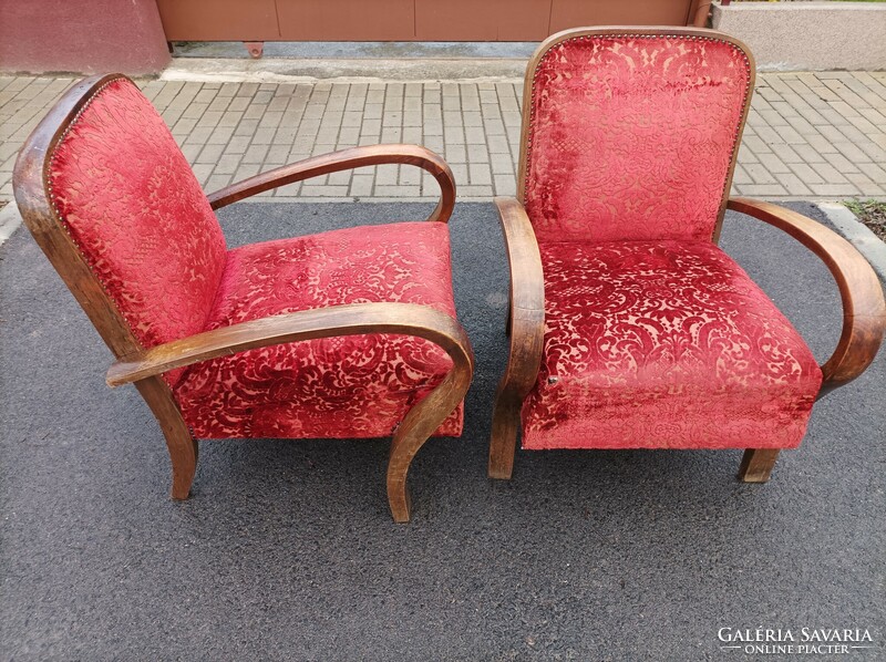 Art deco armchair, pair of rumba grandma armchairs