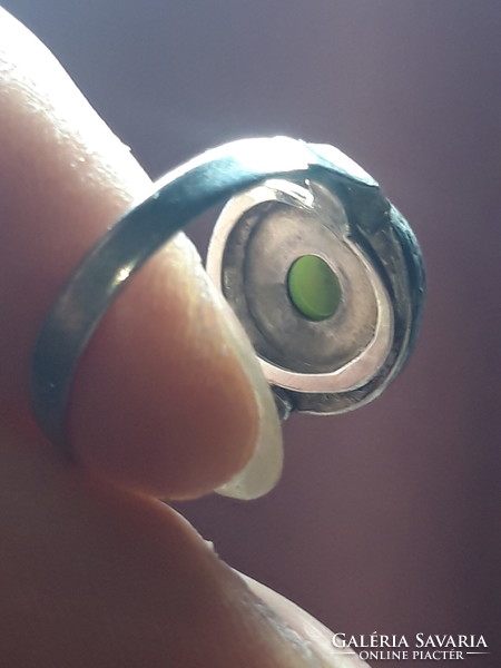 Jade köves régi ezüst gyűrű - 55- ös méret
