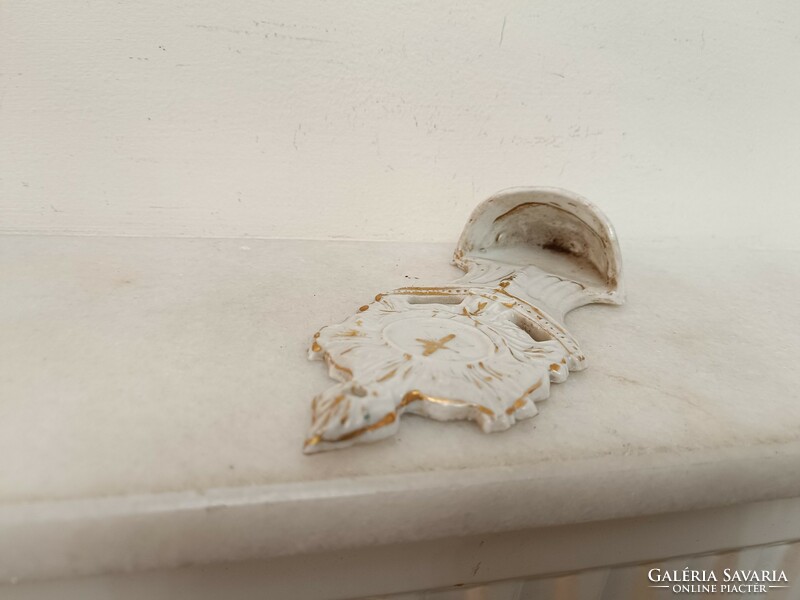 Antik szenteltvíz tartó 19. század porcelán keresztény katolikus fali szenteltvíztartó 730 8472