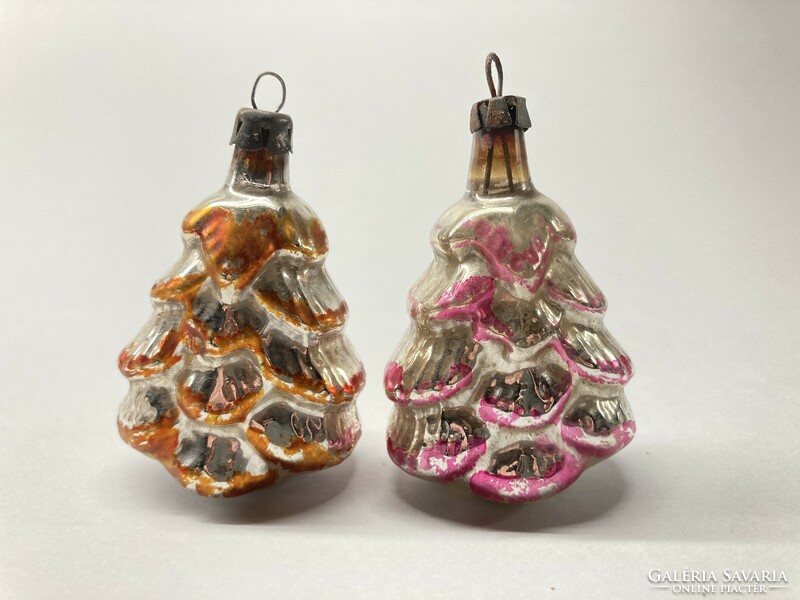 Régi karácsonyfadísz üveg mini fenyőfa