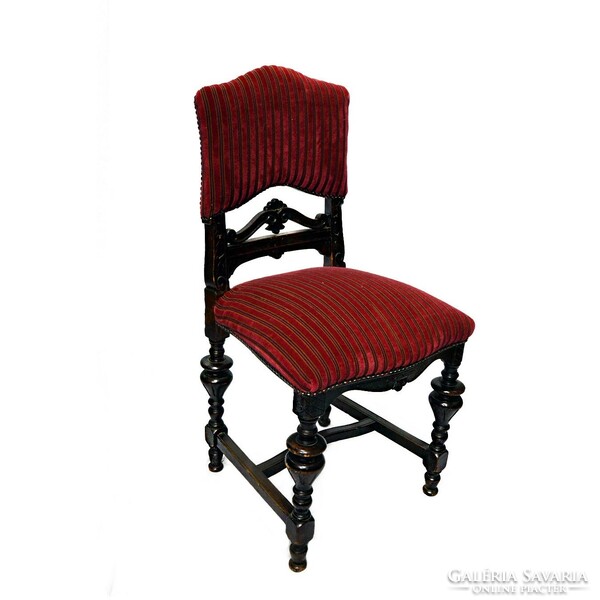 Baroque style chair with burgundy plush upholstery