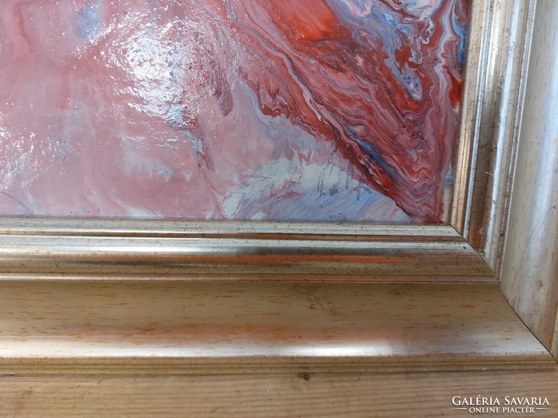 (K) Szignózott (Pálfi) absztrakt festmény 39x50 cm kerettel