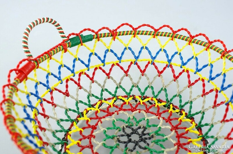 Wire-woven colorful bread basket retro
