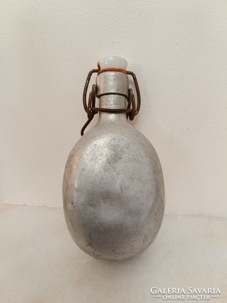 Antique military hiking aluminum water bottle with aged rubber seal 721 8464