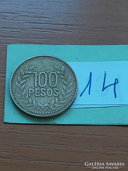 Colombia colombia 100 pesos 2008 brass 14