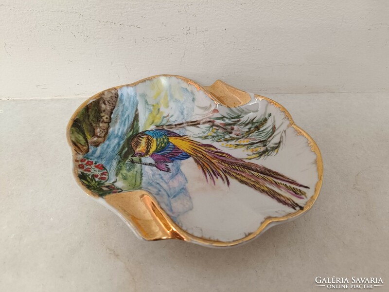 Antik porcelán hamutartó asztali hamutál aranyfácán fácán madár motívum 919 8498