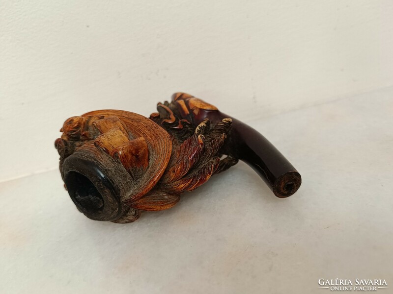 Antique pipe pipe with ostrich feather hat female head pipe pipe without spout 72 8466