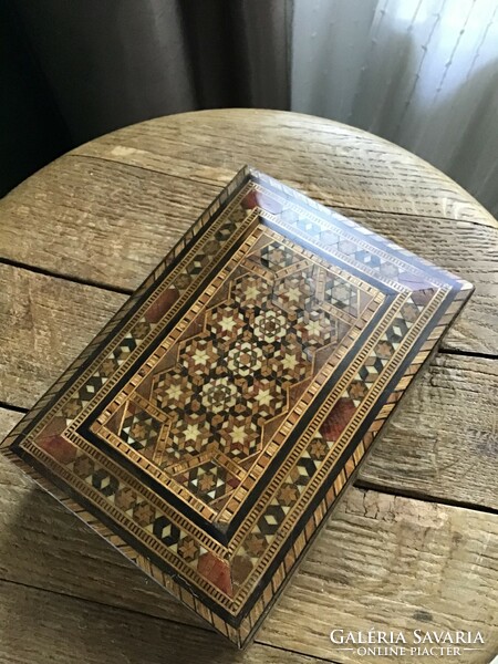 Old inlaid wooden box