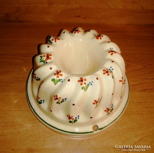 Glazed ceramic cake with flower pattern, kuglóf cake baking form, wall decoration dia. 15.5 Cm (29/d)