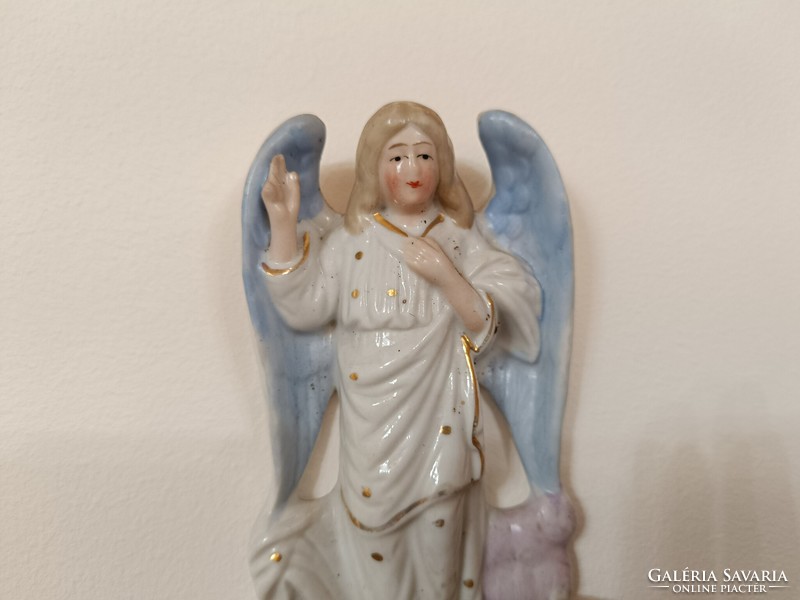 Antik szenteltvíz tartó 20. sz. biszkvit porcelán keresztény őrangyal angyal szenteltvíztartó 735