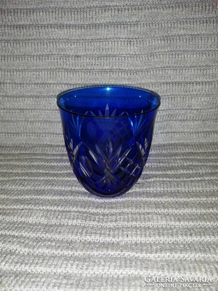 Csiszolt kék üveg pohár  (A1)