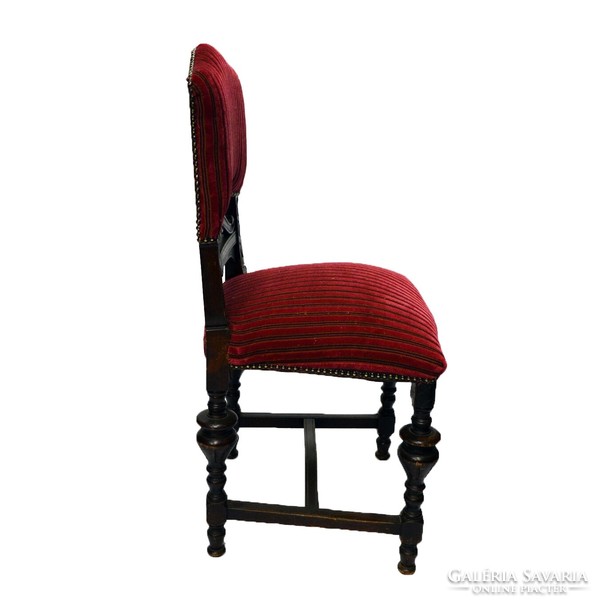 Baroque style chair with burgundy plush upholstery