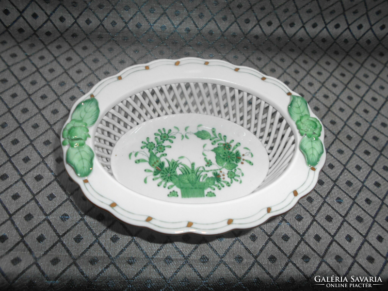 Herend porcelain offering openwork basket form with an Indian basket pattern