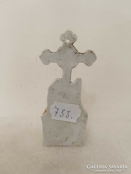 Antique holy water holder 19th century biscuit porcelain Christian Catholic Mary 733 8475