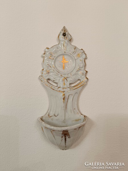 Antique holy water holder 19th century porcelain Christian Catholic wall holy water holder 730 8472