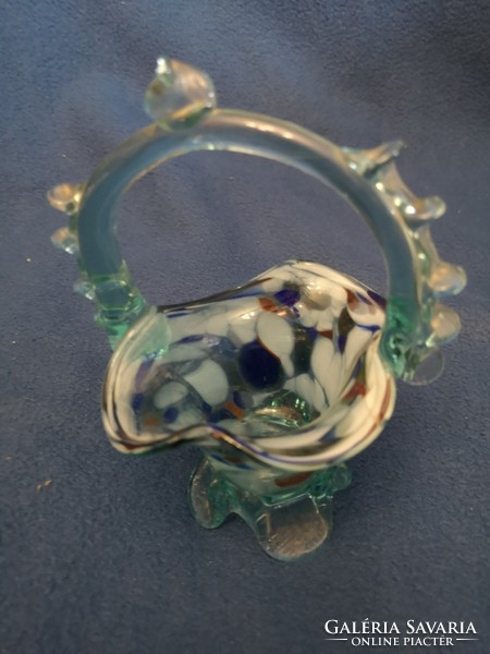 Fújt üveg BOHEMIA művészi üveg kosár 18 cm