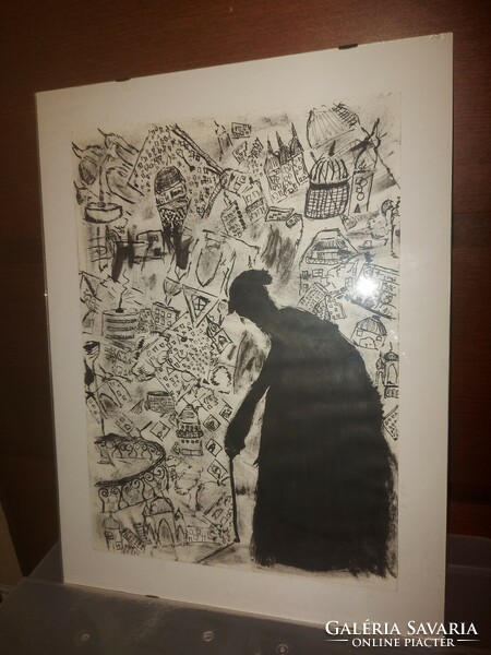 Hungarian ink drawing, 30x40 cm, famous criminal, already in a nice frame!