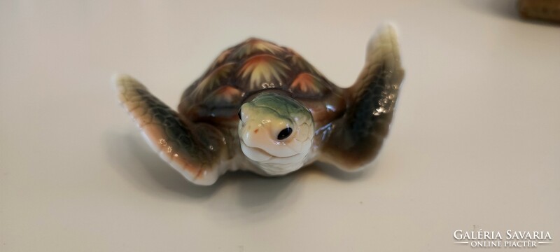 Ritka, gyűjtői darab,  Franz porcelán teknős teknősbéka, kézzel festett