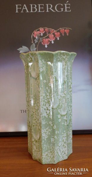 Stone cartilage witeg green mother-of-pearl luster glaze, hand-painted vase 36 cm