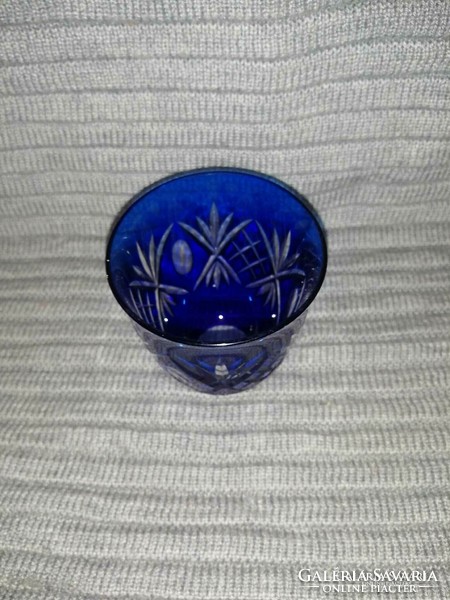 Csiszolt kék üveg pohár  (A1)